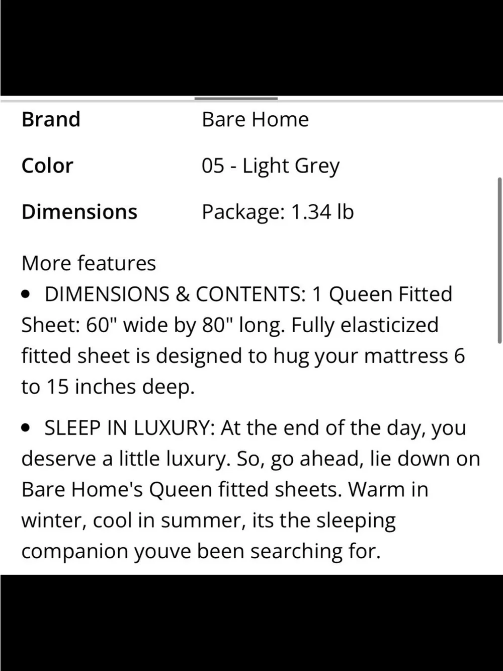 QUEEN Fitted Sheet ‘Warn in Winter & Cool in Summer 6-15” Deep - LIGHT GRAY